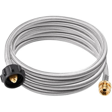 SHINESTAR 5FT Stainless Braided Propane Hose Adapter 1lb to 20lb Converter for QCC1/Type 1 LP Tank to 1 LB Portable Grill Buddy Heater Camp Stove