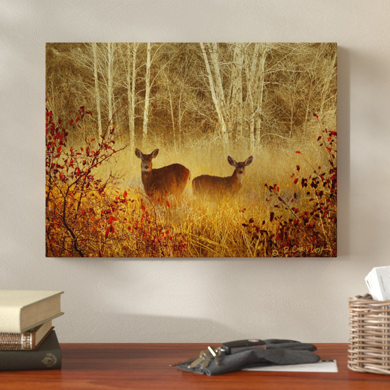 Millwood Pines Foggy Deer Acrylic Painting Print On Wrapped