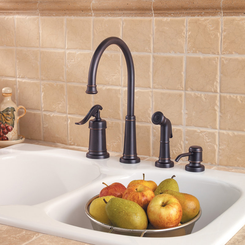 Pfister Ashfield Single Handle Kitchen Faucet With Side Spray And Soap Dispenser Reviews Wayfair