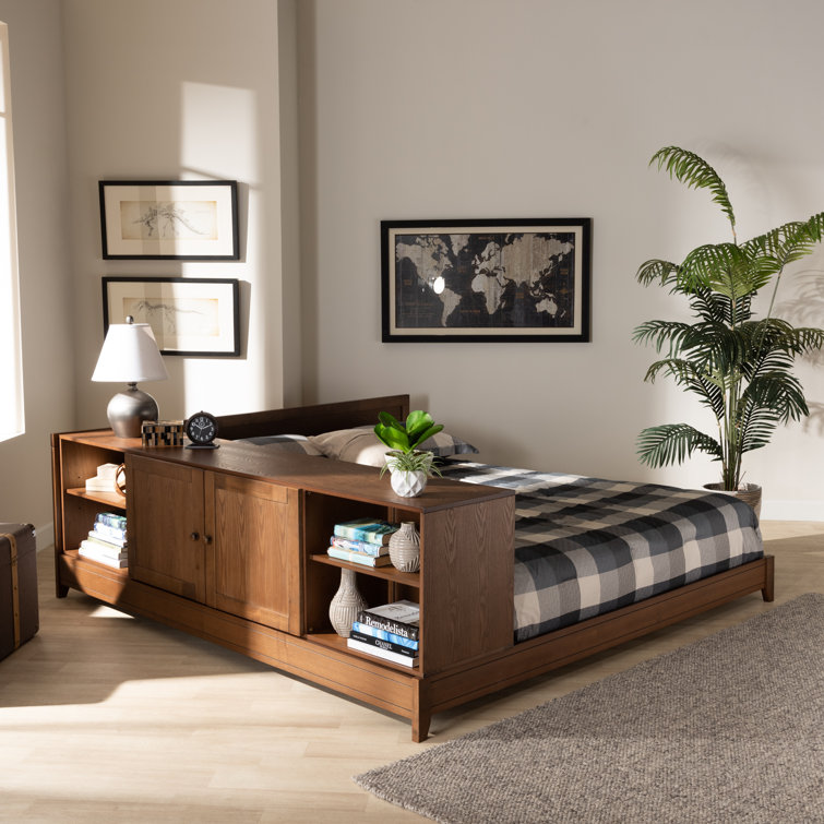 Union Rustic Evelin Queen Solid Wood Low Profile Storage Platform Bed