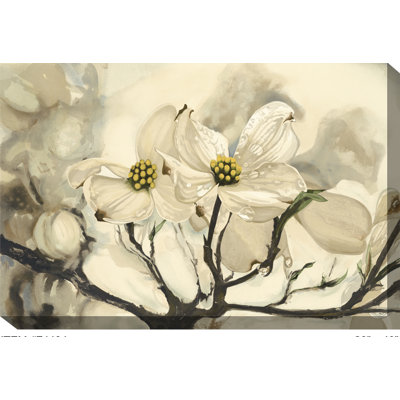 West of the Wind Outdoor Canvas Art Dogwood Framed Painting Print on Wrapped Canvas
