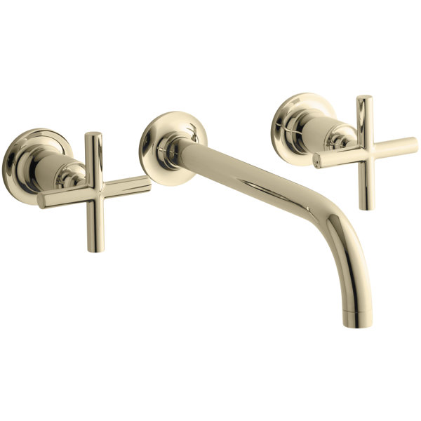 Kohler Purist Wall Mount Bathroom Sink Faucet Trim With 9 90 Kohler Purist Wall Mount Bathroom Sink Faucet Trim With 9 90 Degree Angle Spout And Cross Handles Requires Valve Reviews Wayfair