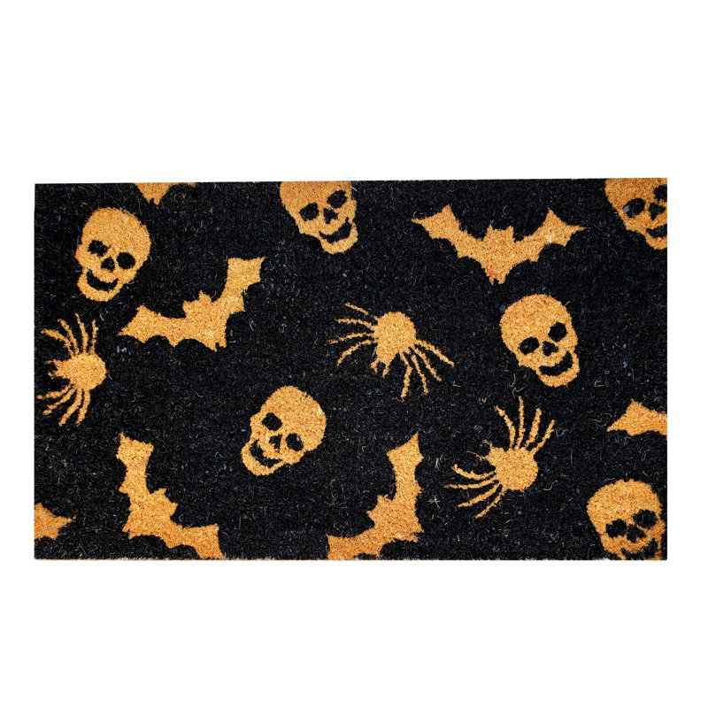 The Holiday Aisle Silvey Coir Skulls Spider 30 L X 18 W Non Slip Outdoor Door Mat Wayfair