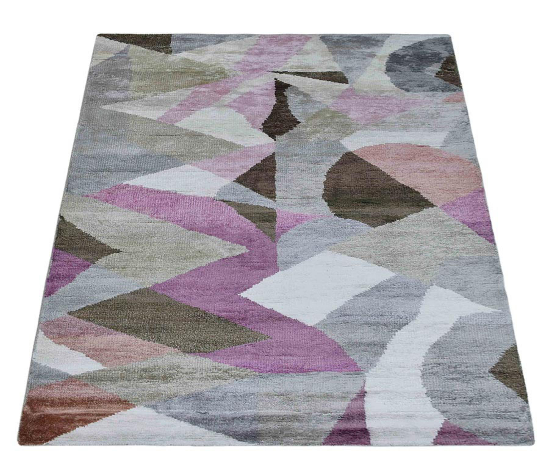 George Oliver Patchway Abstract Hand Knotted Gray Area Rug