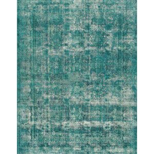 Hand-Knotted Green Area Rug