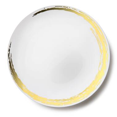 Nicolefantinicollection Whisk Collection Plastic White And Gold Dinner Plates Service For 60 Wayfair