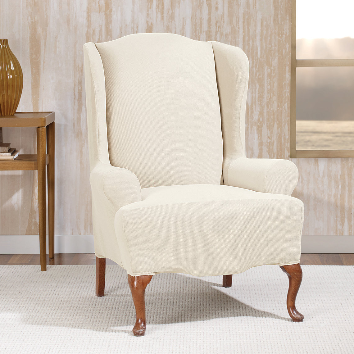 Sure Fit Stretch Morgan T-Cushion Wingback Slipcover & Reviews | Wayfair.ca