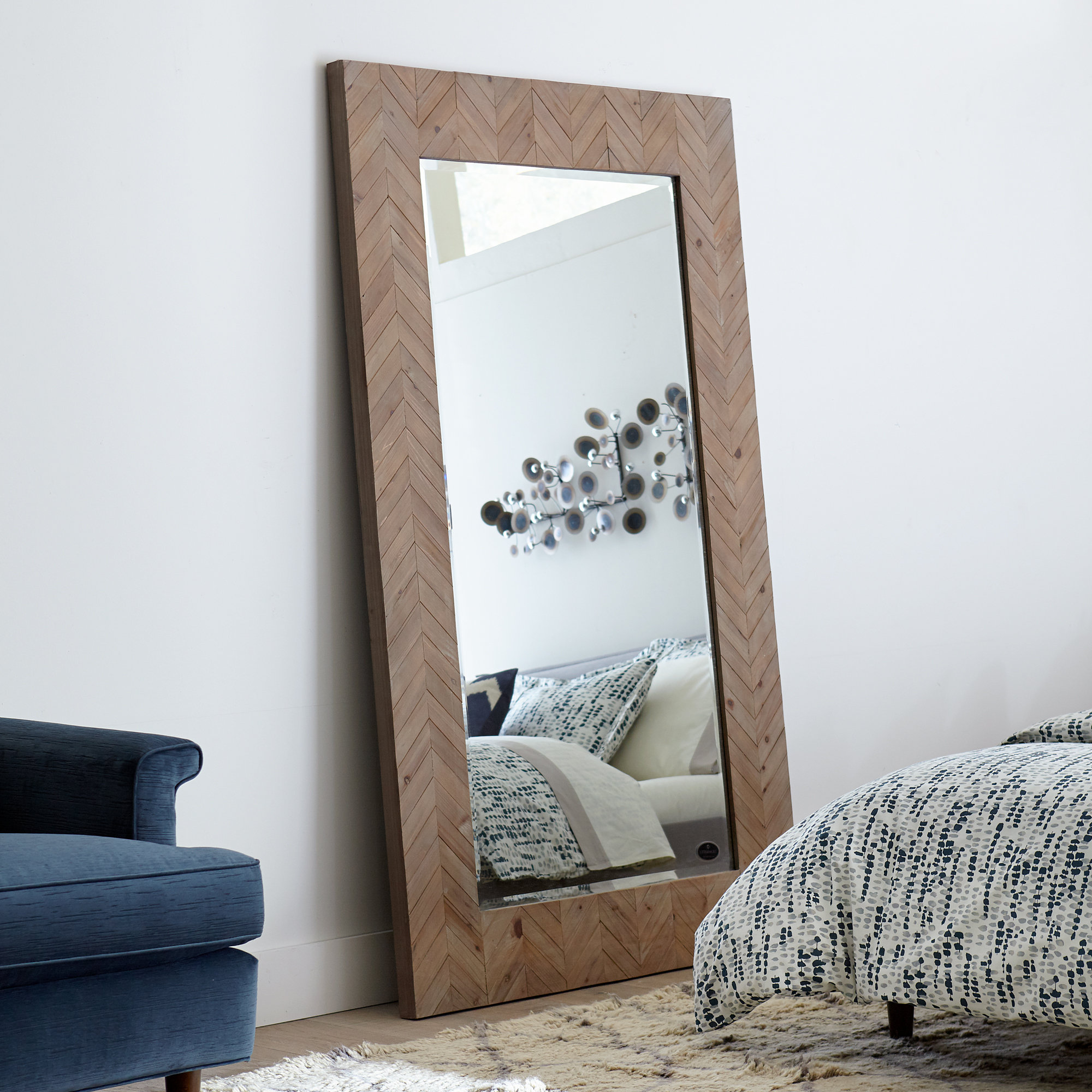 West Broadway Chevron Coastal Beveled Full Length Mirror