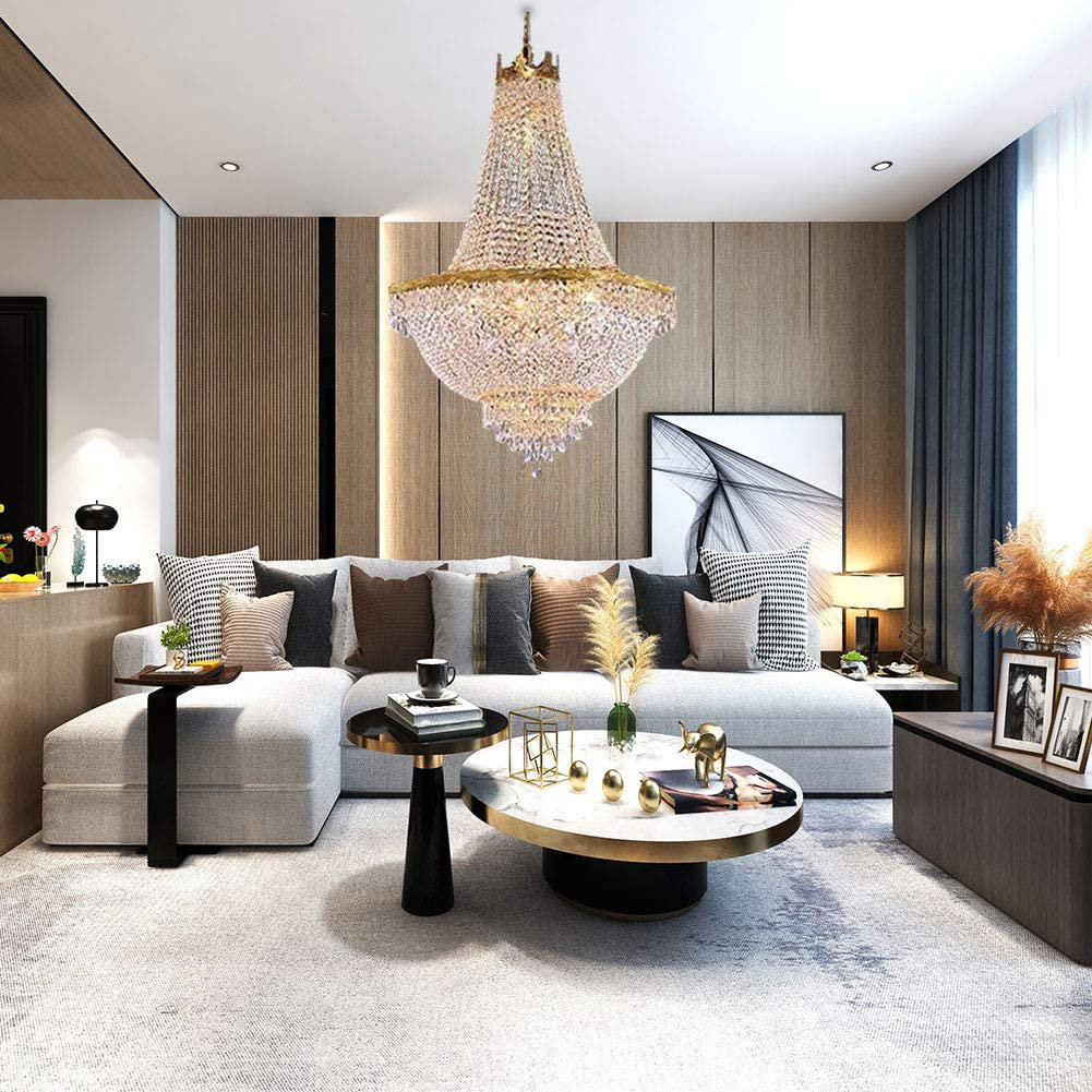 House Of Hampton Crystal Chandelier Modern Crystal Chandelier Gold Chandelier Lighting Fixture H30 X W24 For Living Room Foyer Hallway Dining Room Wayfair