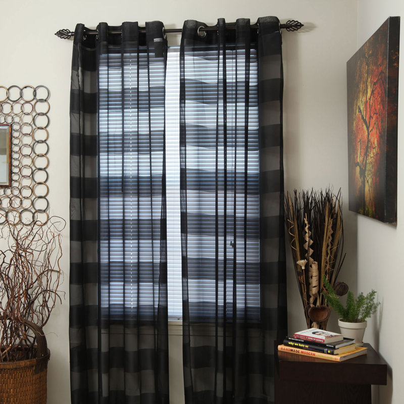 Plyh Bold Striped Sheer Grommet Single Curtain Panel Reviews