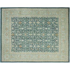 One-of-a-Kind Leann Hand-Knotted Green Area Rug