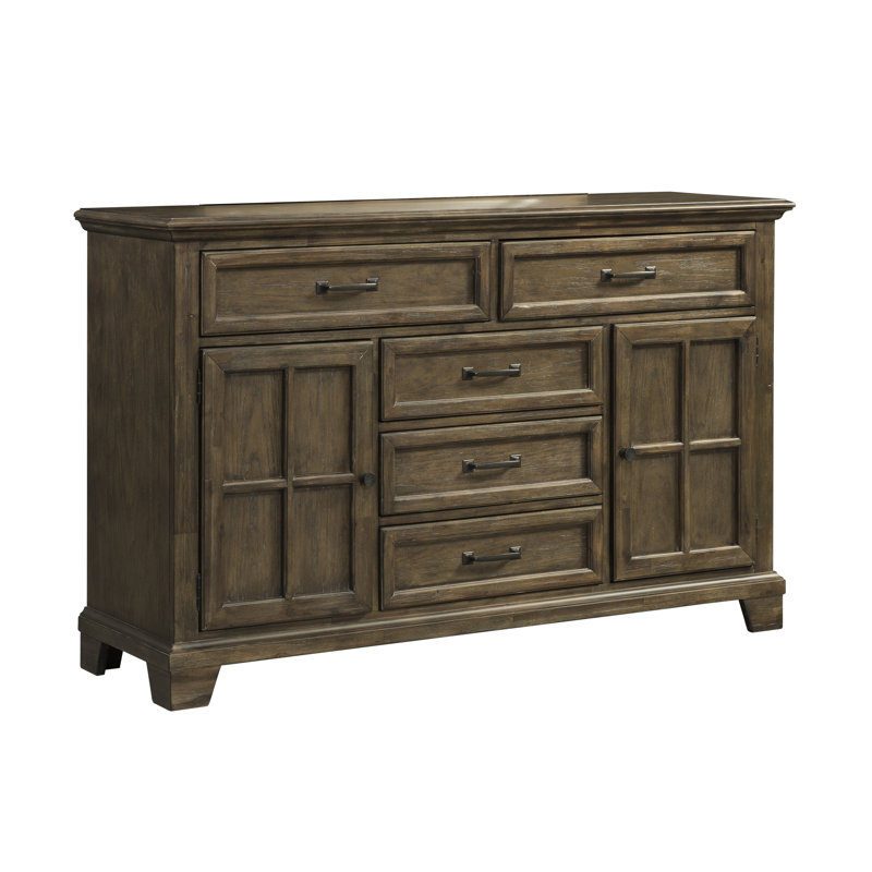 Gracie Oaks Charleston 5 Drawer Combo Dresser With Mirror Wayfair