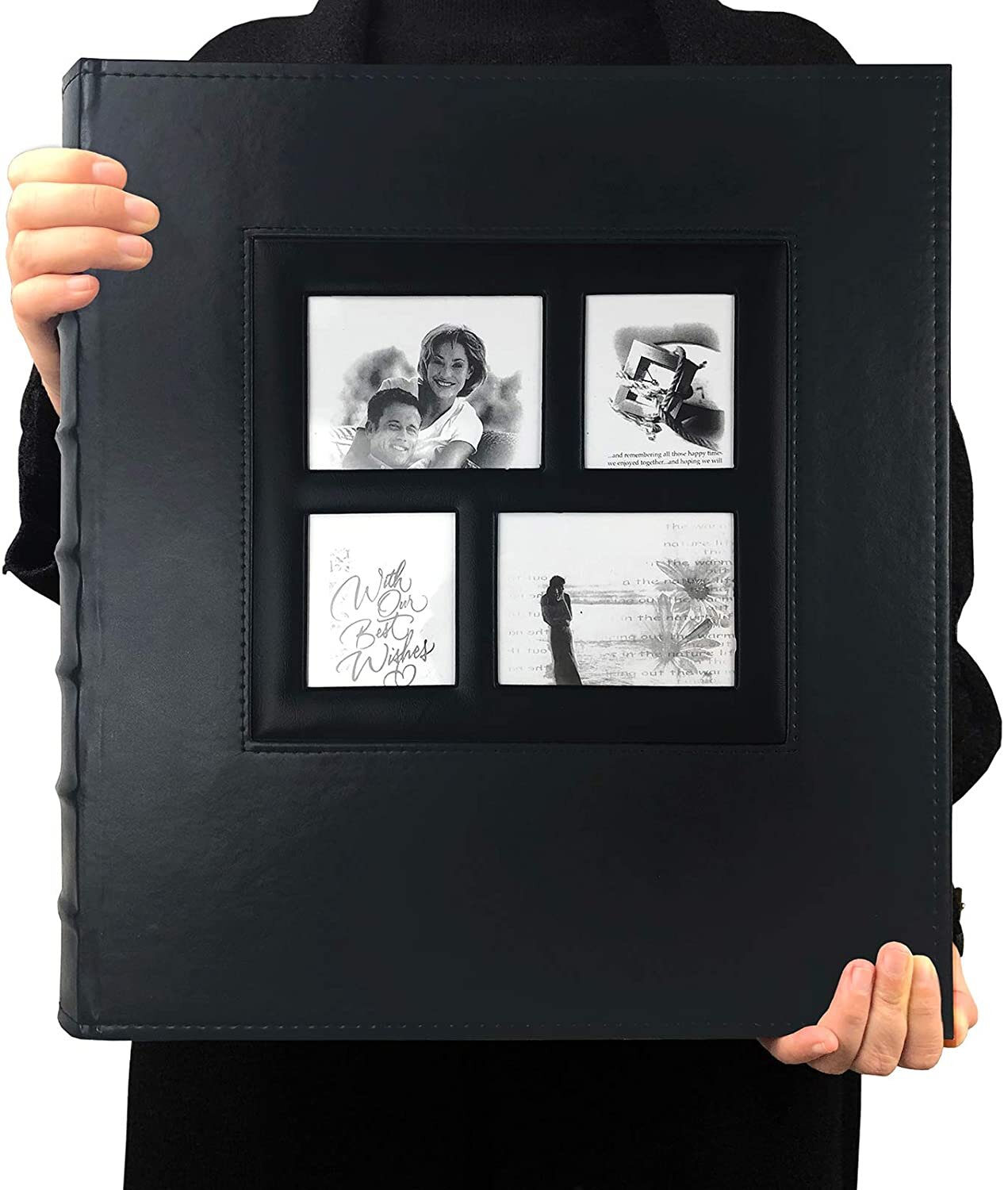 Ywlake Album Photo 600 Pochettes 10x15cm Photos Grand Format Famille Mariage Classique Couverture en Cuir 60 Feuilles, 120 Pages, Blanc