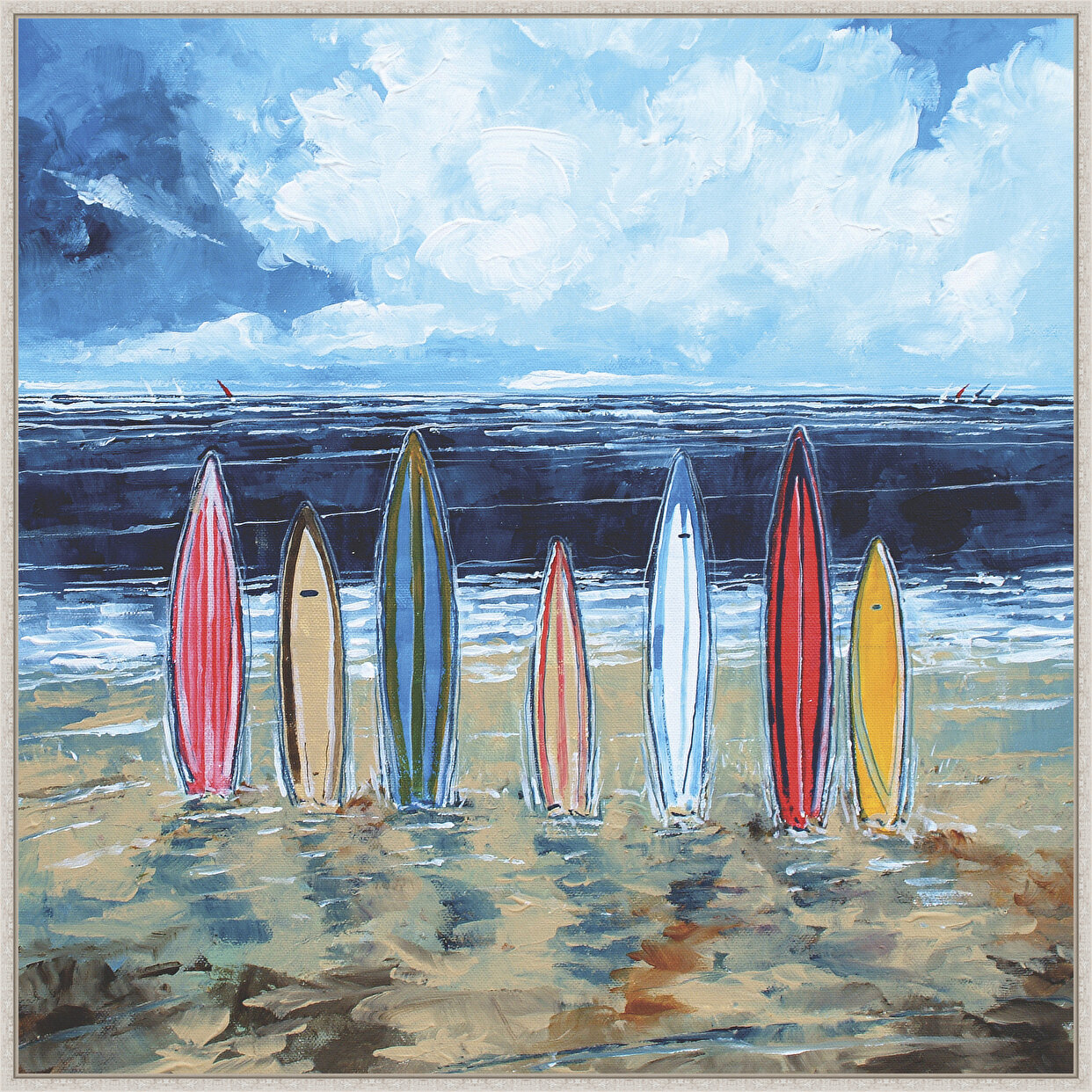 Surf N Sail Surfboards Sailboards Vintage Original Painting Art Poster Print