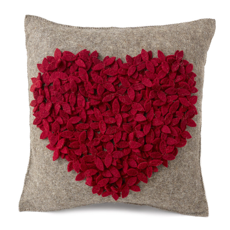 Heart Wool Pillow Cover