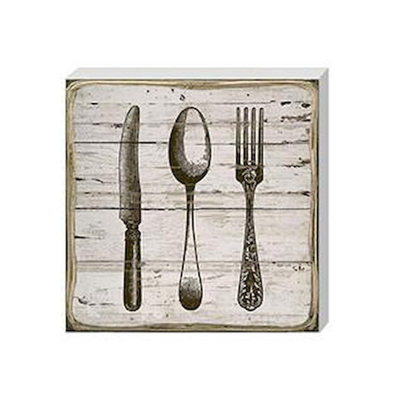 Gracie Oaks Utensils Vintage Block Sign Wall Decor Wayfair