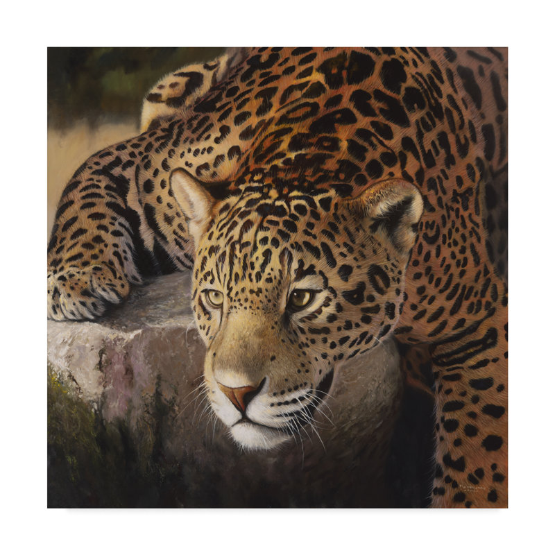 World Menagerie On The Rocks Leopard Acrylic Painting Print On