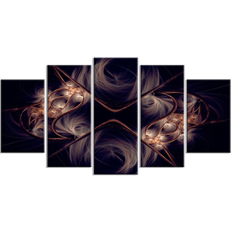 Designart Dark Gold Fractal Flower Pattern Graphic Art Print Multi Piece Image On Canvas Wayfair
