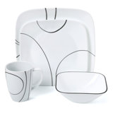 Simple Lines 16 Piece Glass Dinnerware Set, Service for 4