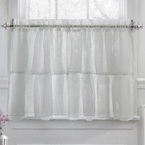Elegant Crushed Voile Ruffle Kitchen Window Tier Curtain (Set of 2)