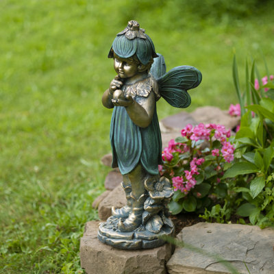 Fairy with Snail Magnesium Garden Statue