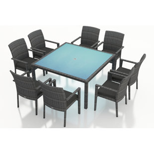 Go to store & view more images Hobbs 9 Piece Sunbrella Dining Set with Cushions by Rosecliff Heights