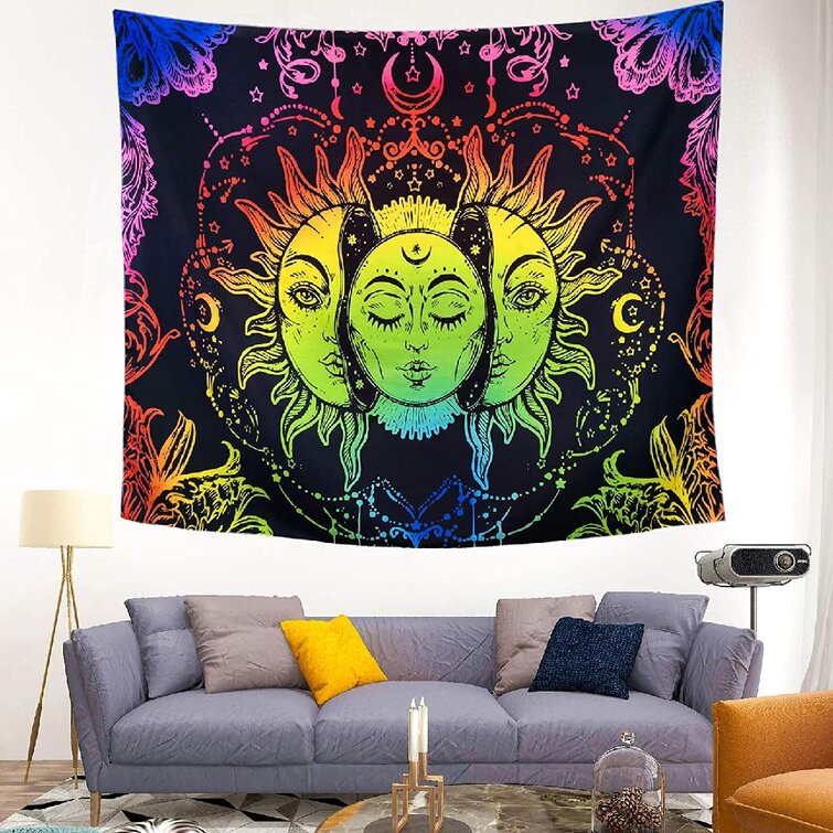 East Urban Home Tapestry Wall Hanging Sun Moon Tapestries Trippy Wall Art Home Decor For Living Room Bedroom Dorm Room Wayfair
