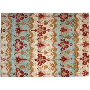 One-of-a-Kind Ikat Hand-Knotted Multicolor Area Rug