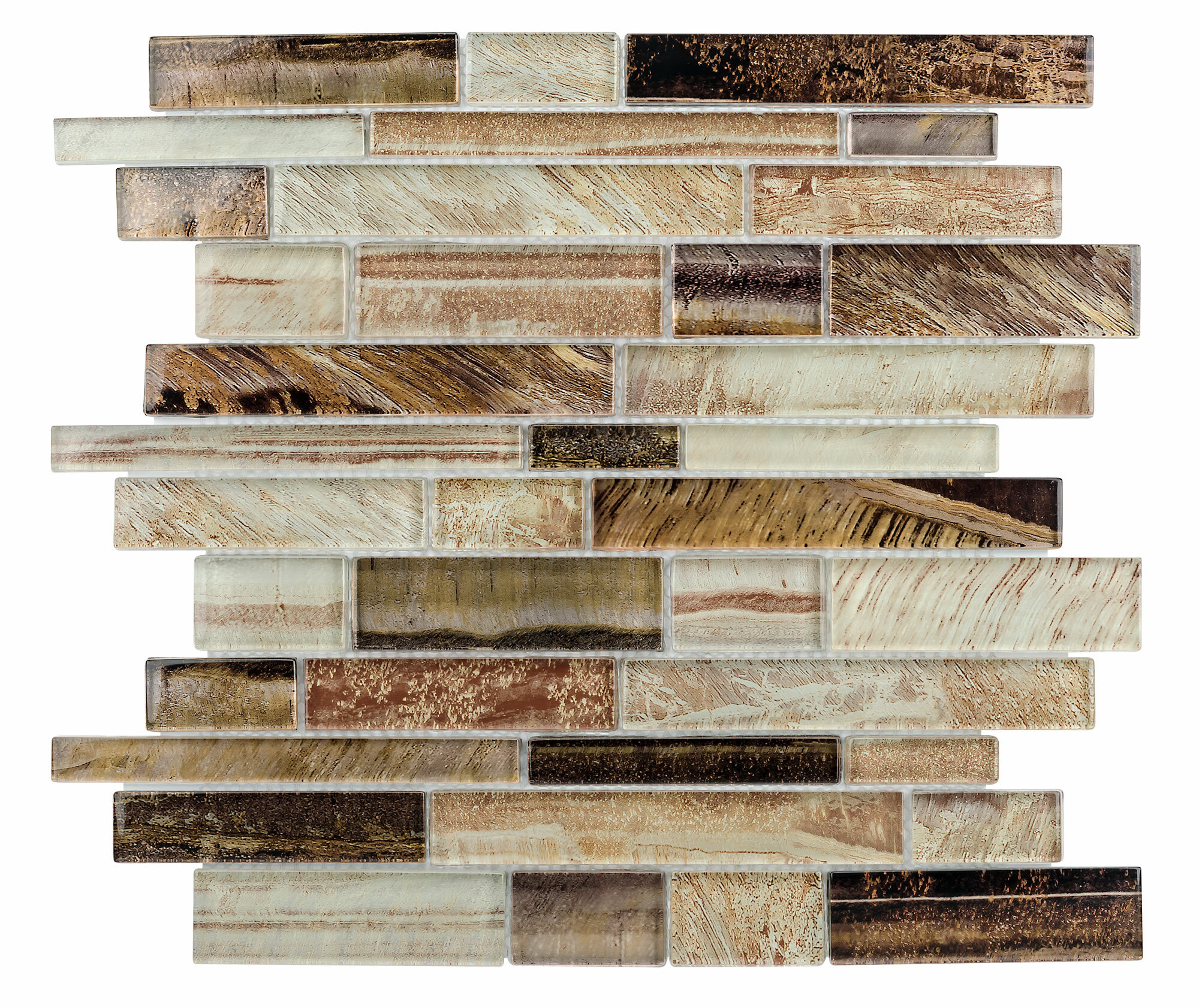 Mosaictileoutlet Linear Foil Random Sized Glass Mosaic Tile In Glossy Brown Reviews Wayfair