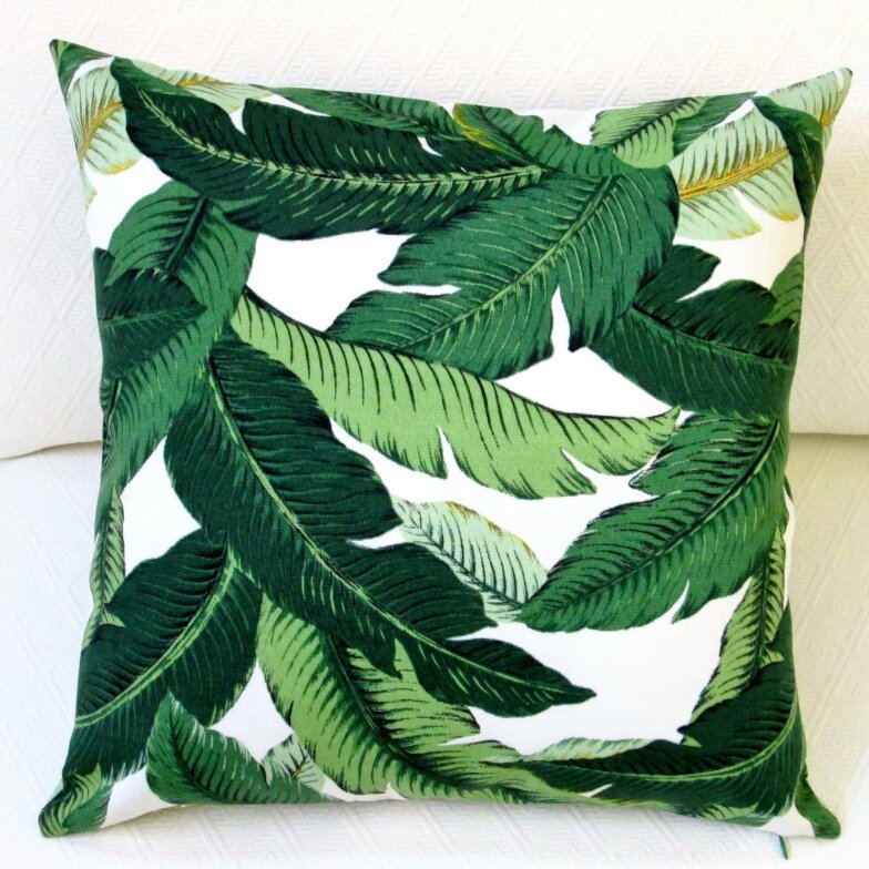 leaf print throw pillows