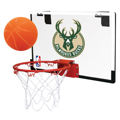 NBA Game on Basketball Hoop Set Rawlings NBA Team Milwaukee Bucks