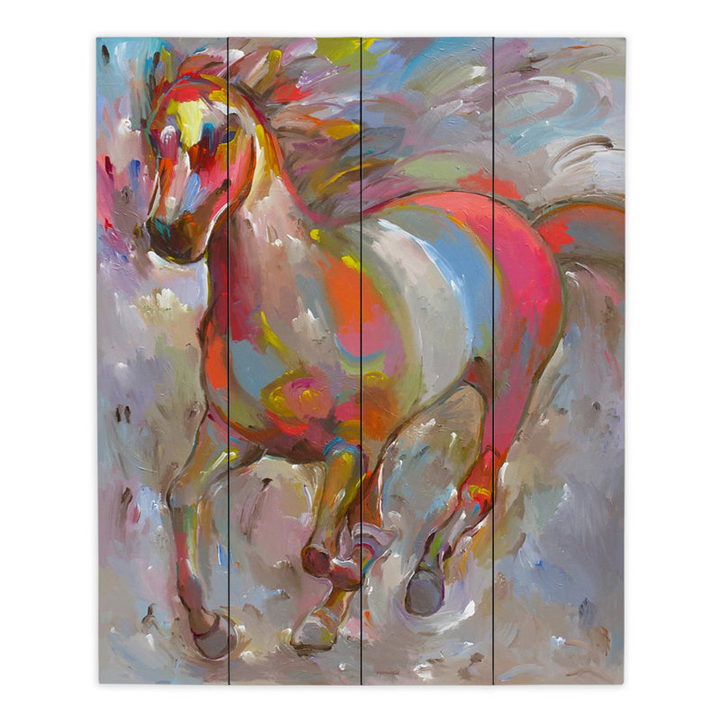 Dianochedesigns Smooth Runner Ii Horse Painting Print On Wood