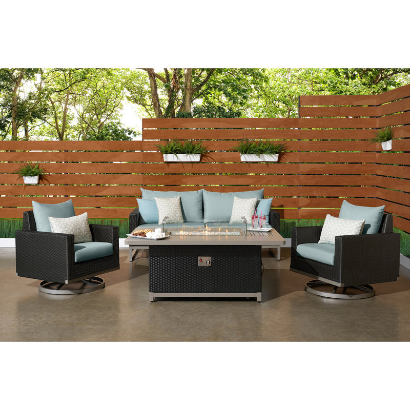 Minor 4 Piece Rattan Sunbrella Sofa Seating Group With Cushions