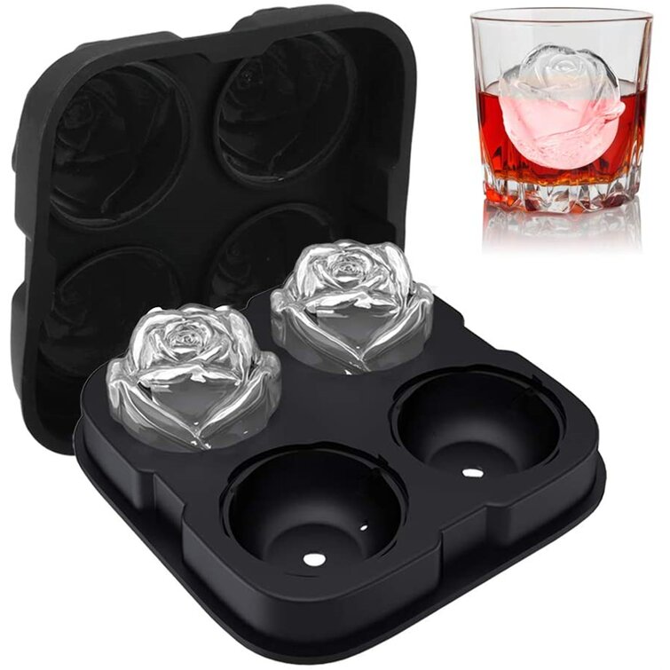 4 Balls Ice Cube Tray Maker Diamond Shape Silicone Mould Sphere Whiskey
