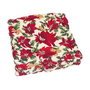 Luxury Poinsettia Booster Dining Chair Cushion Image
