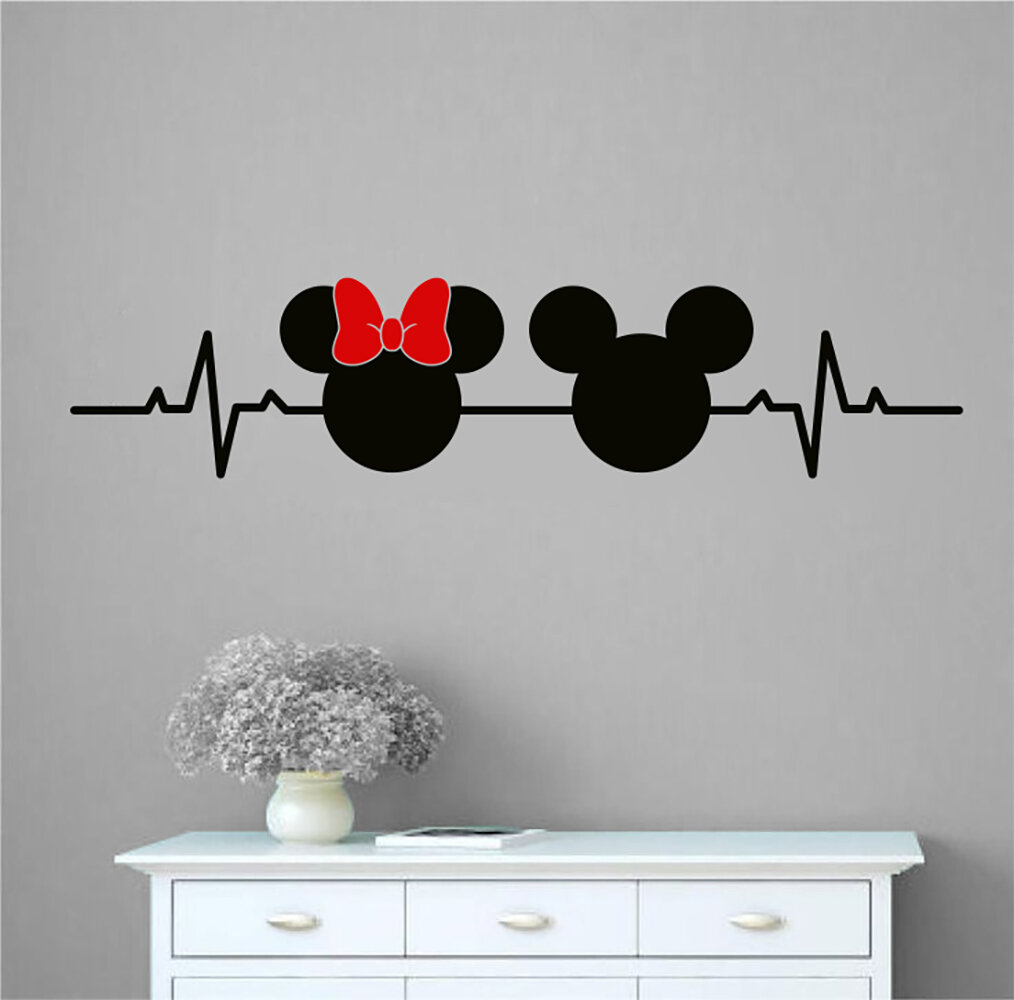 Oakwooddecals Mickey And Minnie Mouse Inspired Heartbeat And Bow