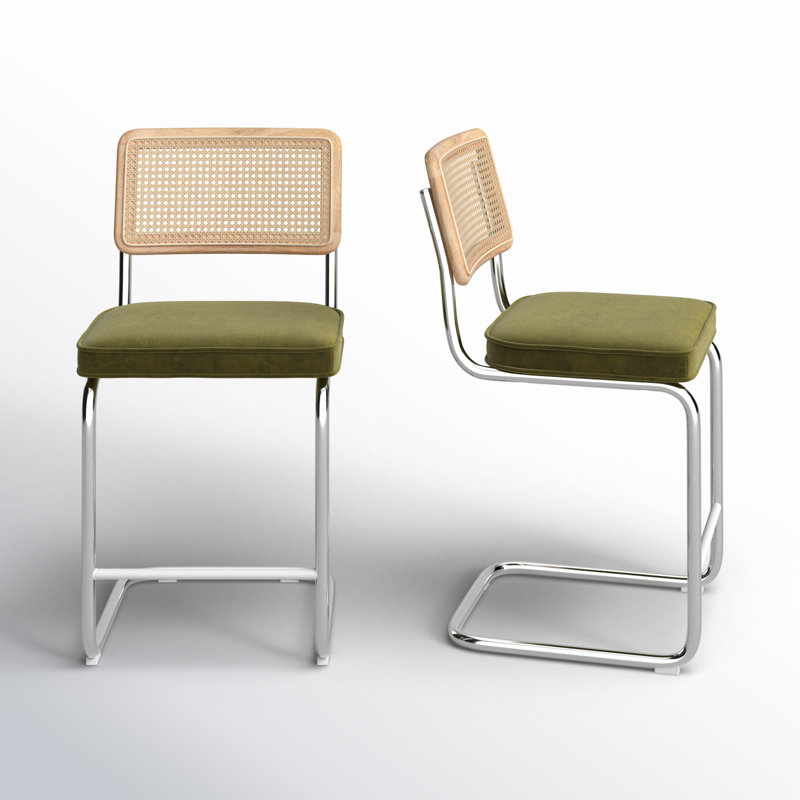 Walsh Velvet Bar & Counter Stool Upholstery: Olive, Seat Height: Bar Stool (30” Seat Height)