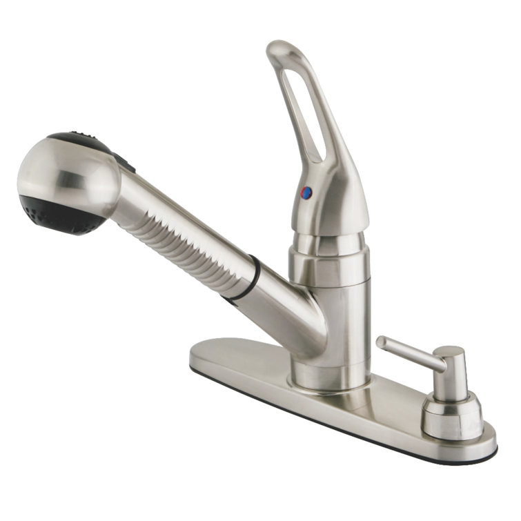Kingston Brass Wyndham Water Saving Pull Out Single Handle Kitchen Faucet With Soap Dispenser Wayfair