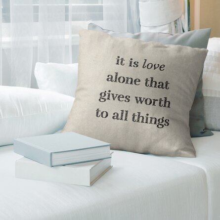 Handwritten Love Inspirational Quote Linen Pillow