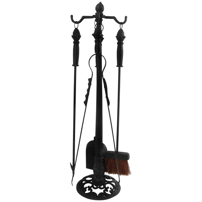 Fleur De Lis Living Slaven 4 Piece Cast Iron Fireplace Tool Stand