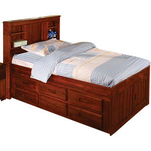 Kaitlyn Captain Twin Storage Bookcase Bed with Trundle