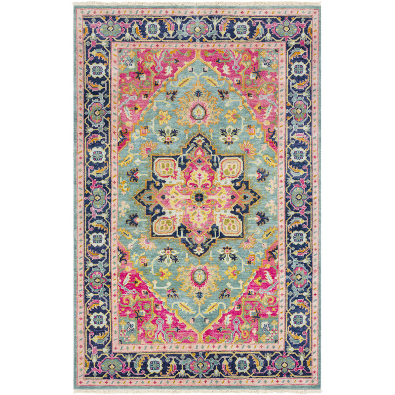 Surya Antique Handwoven Wool Teal Bright Pink Area Rug Reviews Wayfair