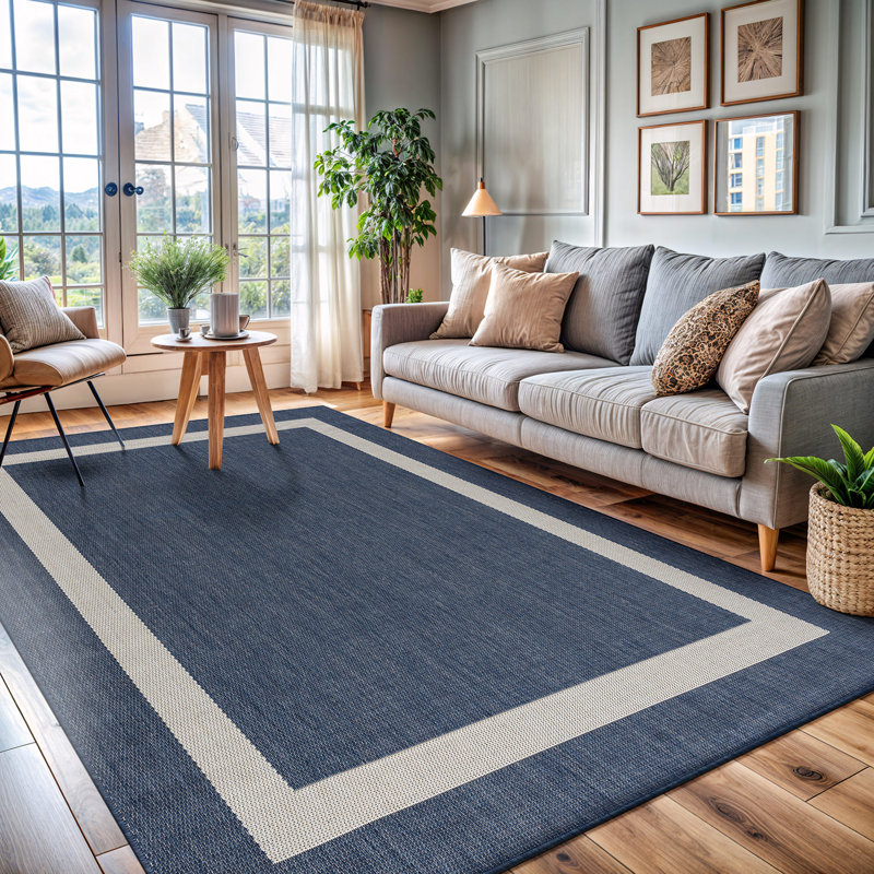 Mekih Geometric Blue Indoor / Outdoor Area Rug Set Rug Size: Rectangle 6'7" x 9'