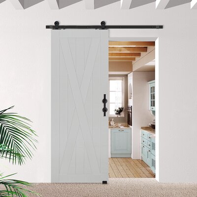 Paneled Manufactured Wood Primed Barncraft Barn Door Without