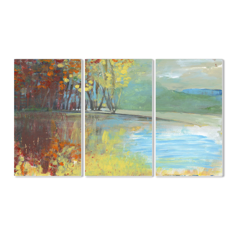 Stupell Industries Painted Look Trees In Autumn 3 Piece Painting