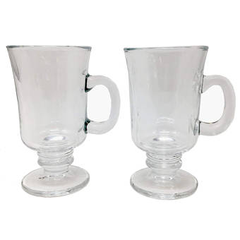 tea Irish Coffee Glass Mugs Footed 10.5 oz.Thick Wall Glass For Coffee Cappuccinos Mulled Ciders,Hot Chocolates Ice cream and More-Set of 12