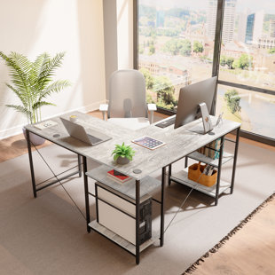 l shaped desk with printer storage