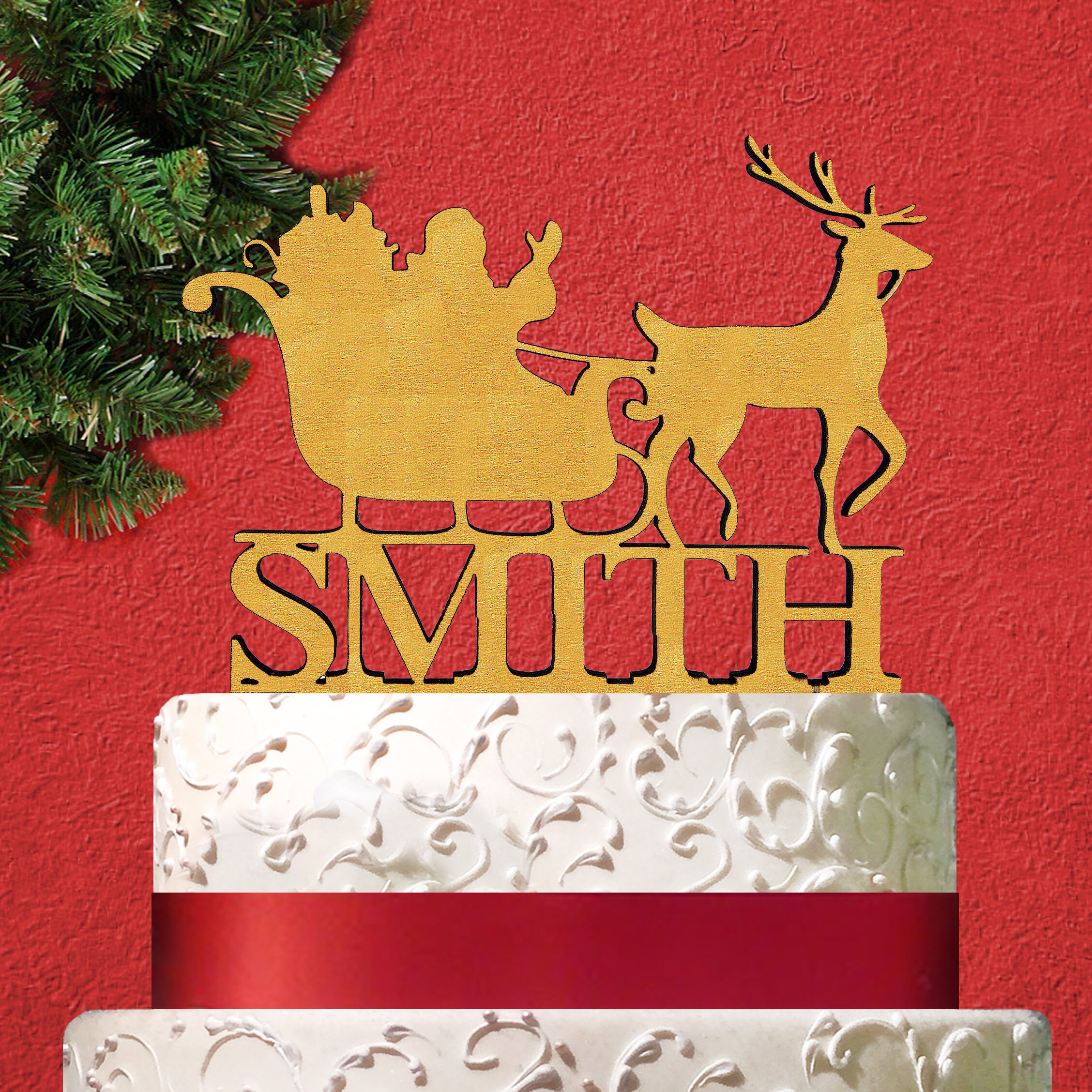 aMonogramArtUnlimited Santa's Sleigh Cake Topper | Wayfair