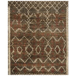 Parisi Hand-Knotted Dark Brown Area Rug