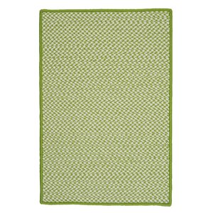 Outdoor Houndstooth Tweed Lime Area Rug